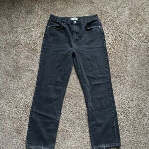 Free People Washed Black Straight-Leg Jeans